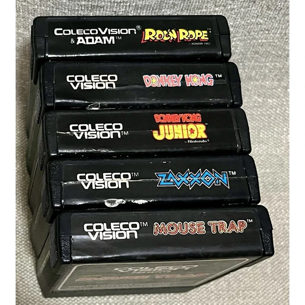 ColecoVision Game Lot 5 Cartridges Donkey Kong Jr Zaxxon Mouse Trap Roc n Rope